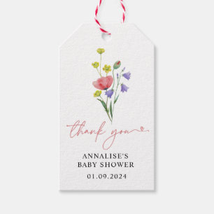 Cute Simple Watercolor Wildflower Baby Shower  Gift Tags