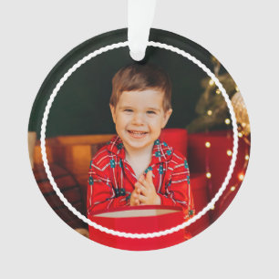 Cute simple wavy outline personalized red photo  ornament