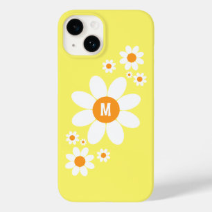 Cute Simple White Daisy Design Soft Yellow Initial Case-Mate iPhone 14 Case
