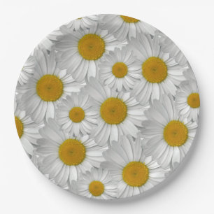 Cute Simple White Daisy Flower Pattern  Paper Plate