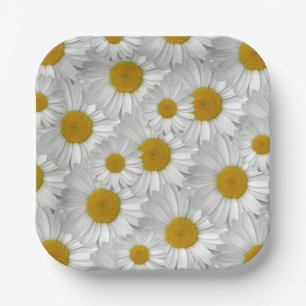 Cute Simple White Daisy Flower Pattern Paper Plate