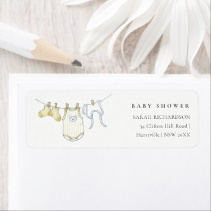 Cute Simple Yellow Clothesline Baby Shower Address