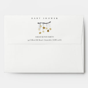 Cute Simple Yellow Neutral Star Mobile Baby Shower Envelope