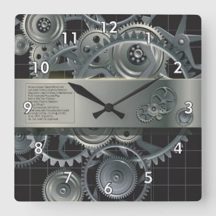 Cute Simulated All Gears and Metal Hardware Square Wall Clock