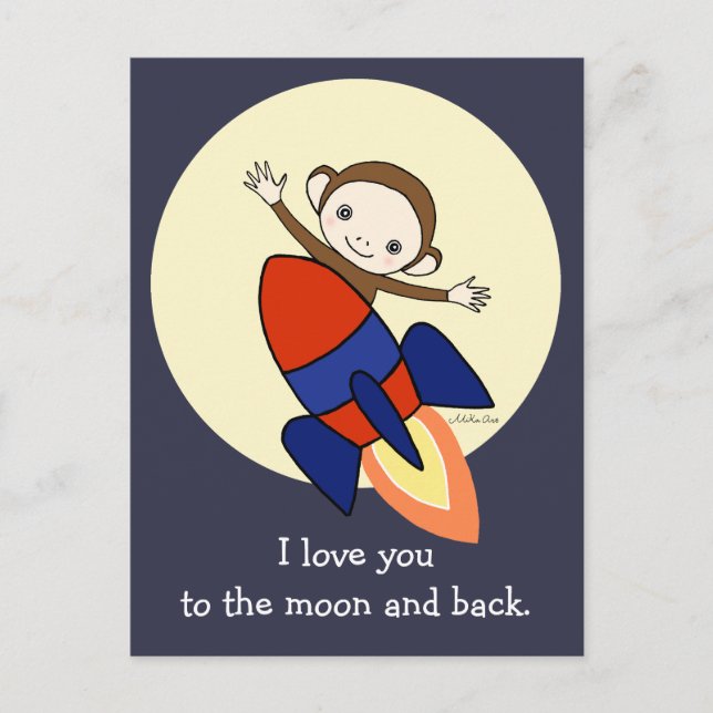 Cute Singe Je t'aime carte postale Singe sur Rocke (Devant)