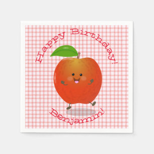 Cute singing apple kawaii cartoon illustration napkin