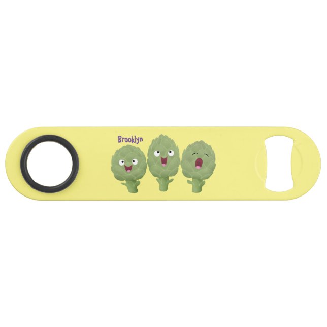 Cute singing artichokes vegetable cartoon bar key (Front (Horizontal))