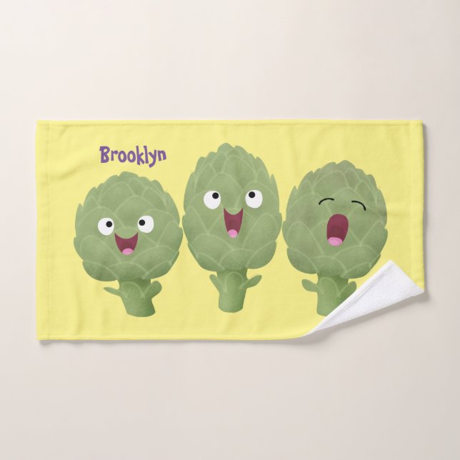 Cute singing artichokes vegetable cartoon bath towel set (Hand Towel)
