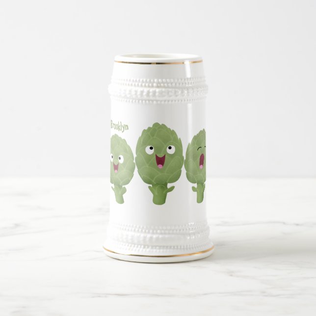 Cute singing artichokes vegetable cartoon beer stein (Center)