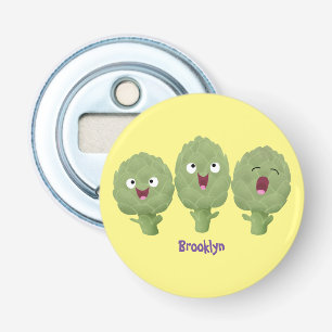 Cute singing artichokes vegetable cartoon  bottle opener