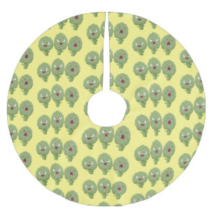 Cute singing artichokes vegetable cartoon brushed polyester tree skirt