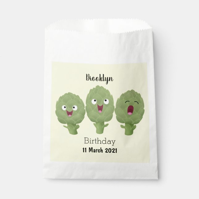 Cute singing artichokes vegetable cartoon favour bag (Front)