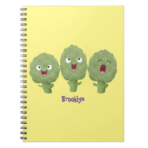 Cute singing artichokes vegetable cartoon notebook