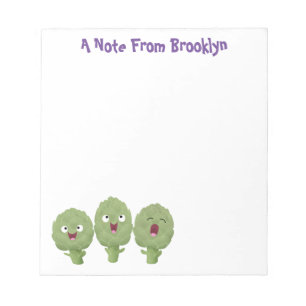Cute singing artichokes vegetable cartoon notepad