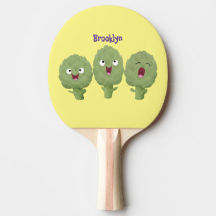 Cute singing artichokes vegetable cartoon ping pong paddle