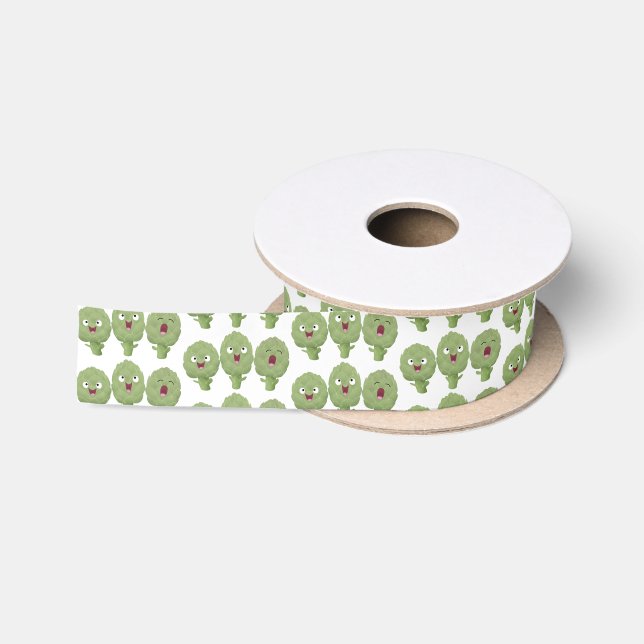 Cute singing artichokes vegetable cartoon satin ribbon (Spool)
