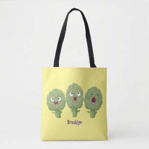 Cute singing artichokes vegetable cartoon  tote bag