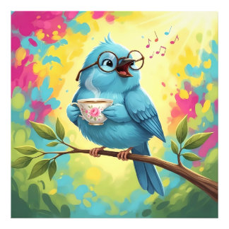   Cute Singing Blue Bird Photo Enlargement