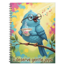 Cute Singing Blue Bird Spiral Photo Notebook  