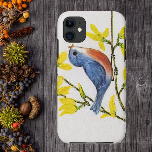 Cute Singing Blue Bird Tree Branch iPhone 11 Case