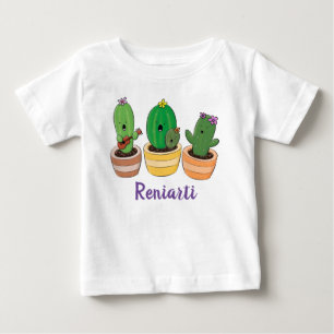 Cute singing cactus trio cartoon illustration baby T-Shirt