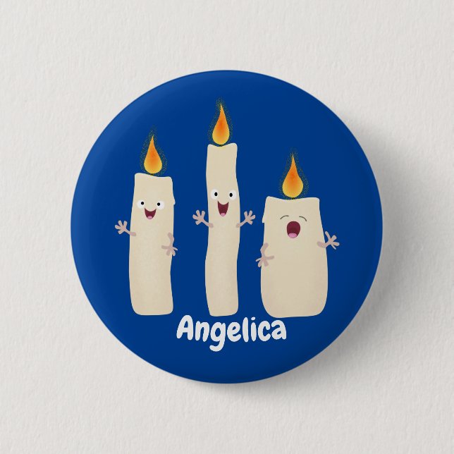 Cute singing candle trio cartoon 2 inch round button (Front)