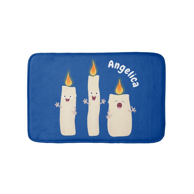 Cute singing candle trio cartoon bath mat (Front)