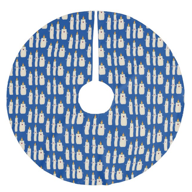 Cute singing candle trio cartoon brushed polyester tree skirt (Front)