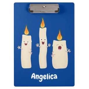 Cute singing candle trio cartoon clipboard