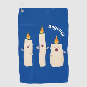 Cute singing candle trio cartoon  golf towel