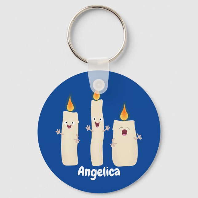 Cute singing candle trio cartoon keychain (Front)