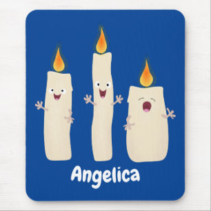 Cute singing candle trio cartoon mouse pad