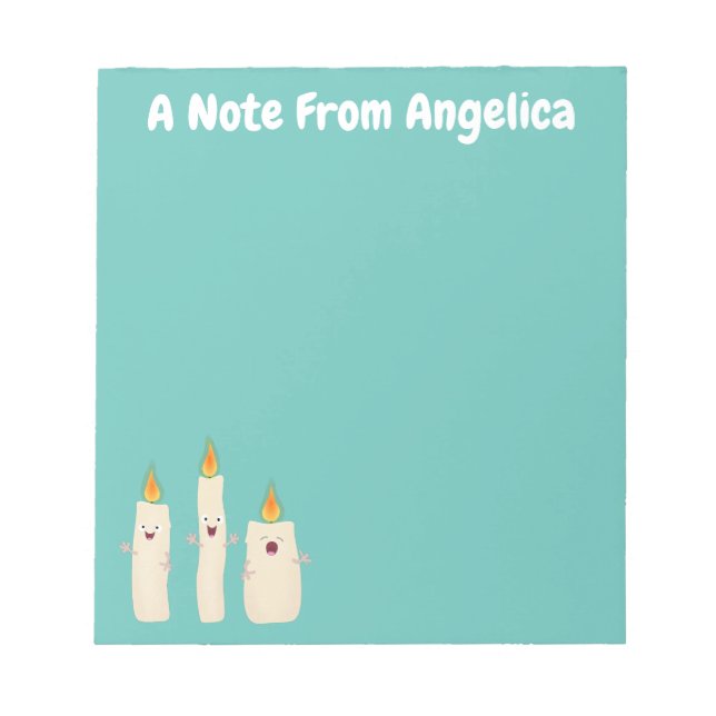 Cute singing candle trio cartoon notepad (Front)