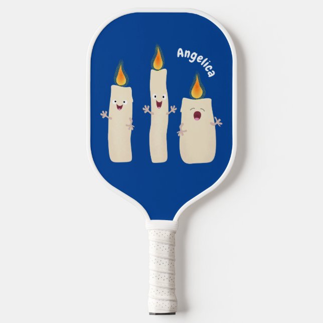 Cute singing candle trio cartoon pickleball paddle (Front)