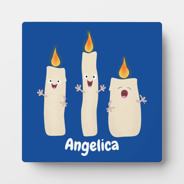 Cute singing candle trio cartoon plaque (Front)