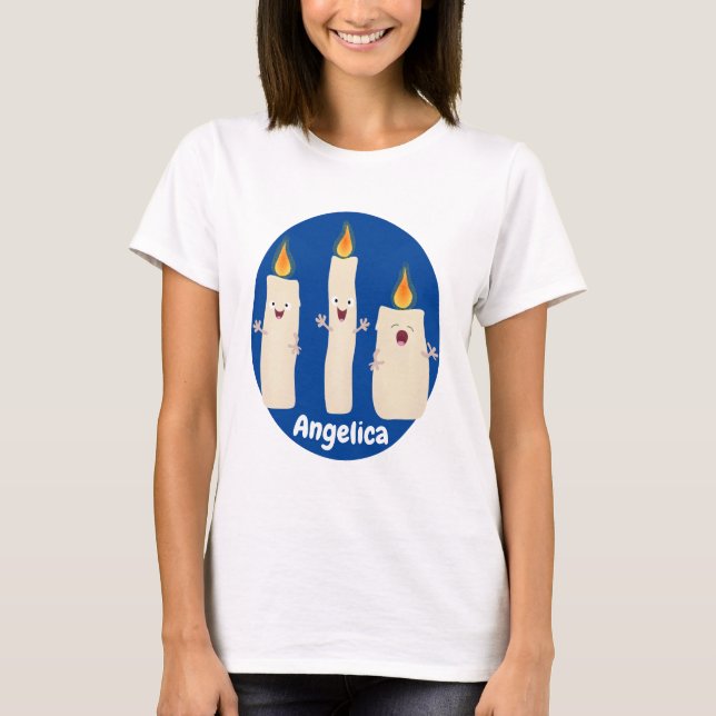 Cute singing candle trio cartoon T-Shirt (Front)