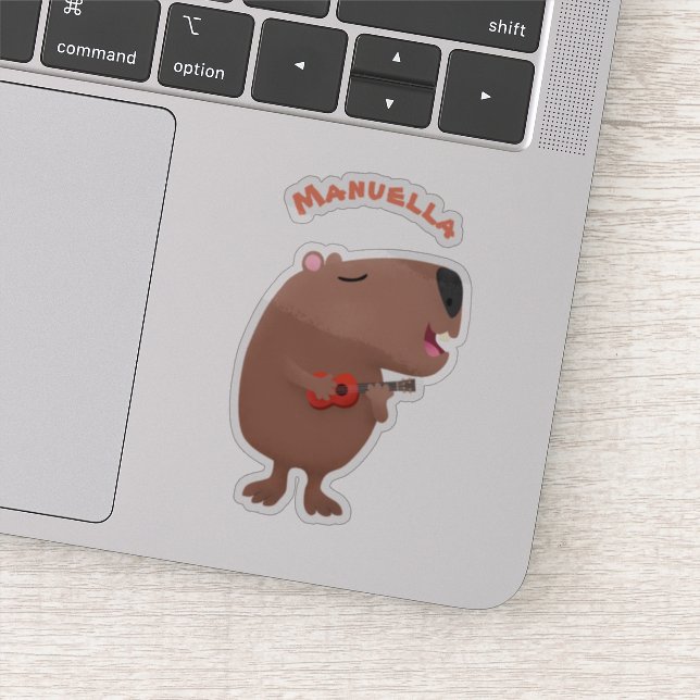 Cute singing capybara ukulele cartoon illustration (Detail)