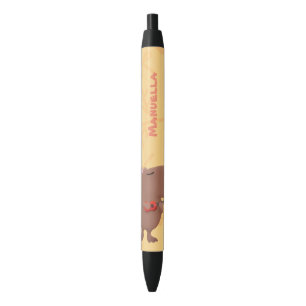 Cute singing capybara ukulele cartoon illustration black ink pen