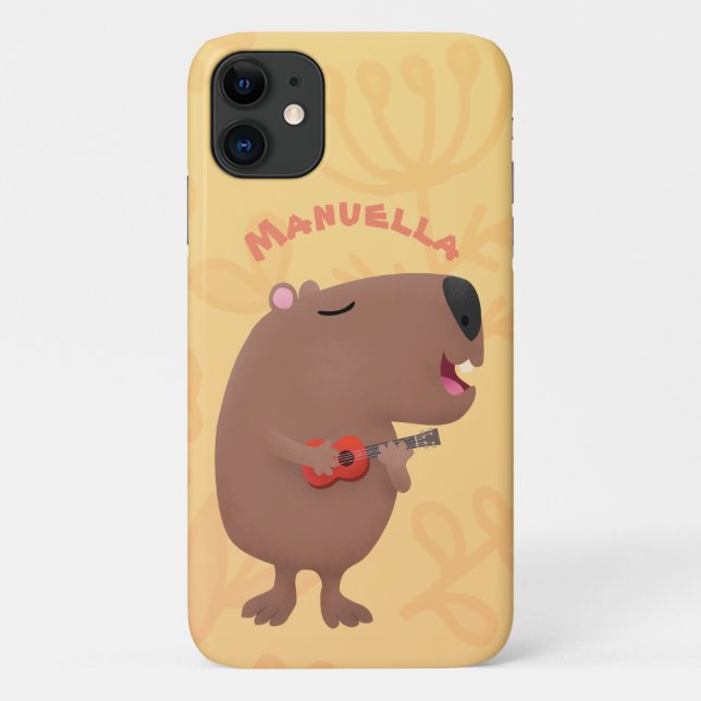 Cute singing capybara ukulele cartoon illustration Case-Mate iPhone case (Back)