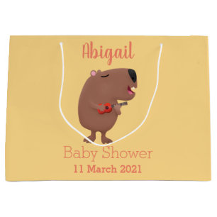 Cute singing capybara ukulele cartoon illustration large gift bag