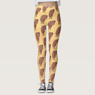 Cute singing capybara ukulele cartoon illustration leggings