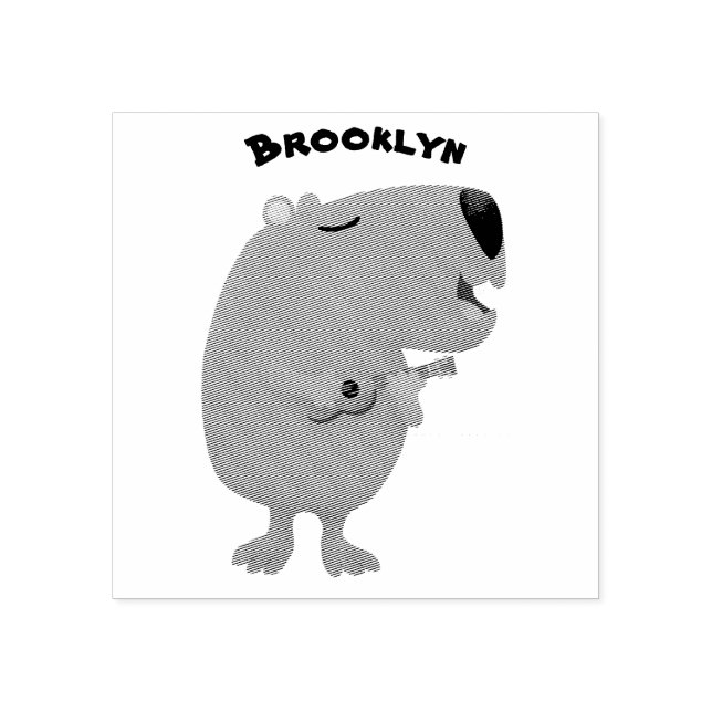 Cute singing capybara ukulele cartoon illustration rubber stamp (Imprint)