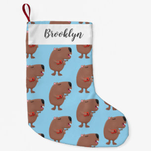 Cute singing capybara ukulele cartoon illustration small christmas stocking