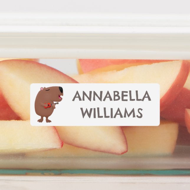 Cute singing capybara ukulele cartoon personalized (Affixed)