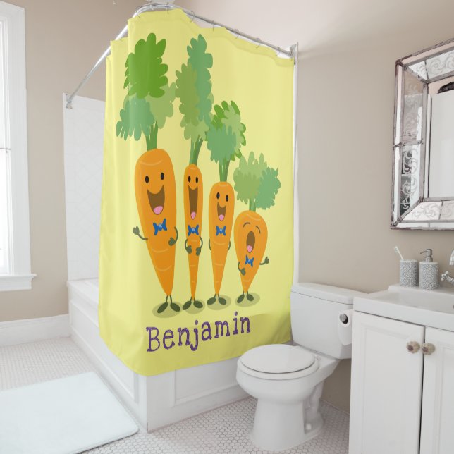 Cute singing carrot quartet cartoon illustration (In Situ)