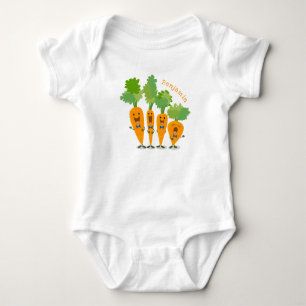 Cute singing carrot quartet cartoon illustration baby bodysuit