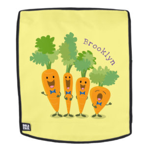 Cute singing carrot quartet cartoon illustration backpack