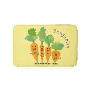 Cute singing carrot quartet cartoon illustration bath mat