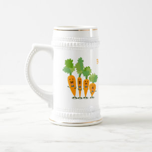 Cute singing carrot quartet cartoon illustration beer stein