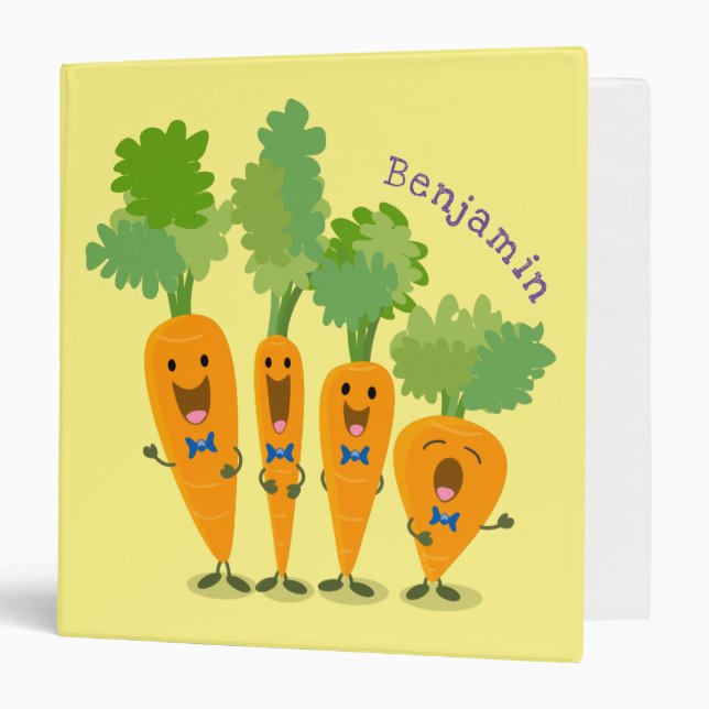 Cute singing carrot quartet cartoon illustration binder (Front/Inside)